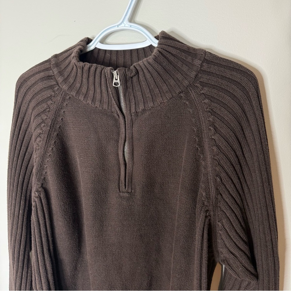 LEVI’S Men’s 1/4 Zipper Pullover Knit Sweater Ribbed Brown Mock Neck Size XL - Picture 6 of 14